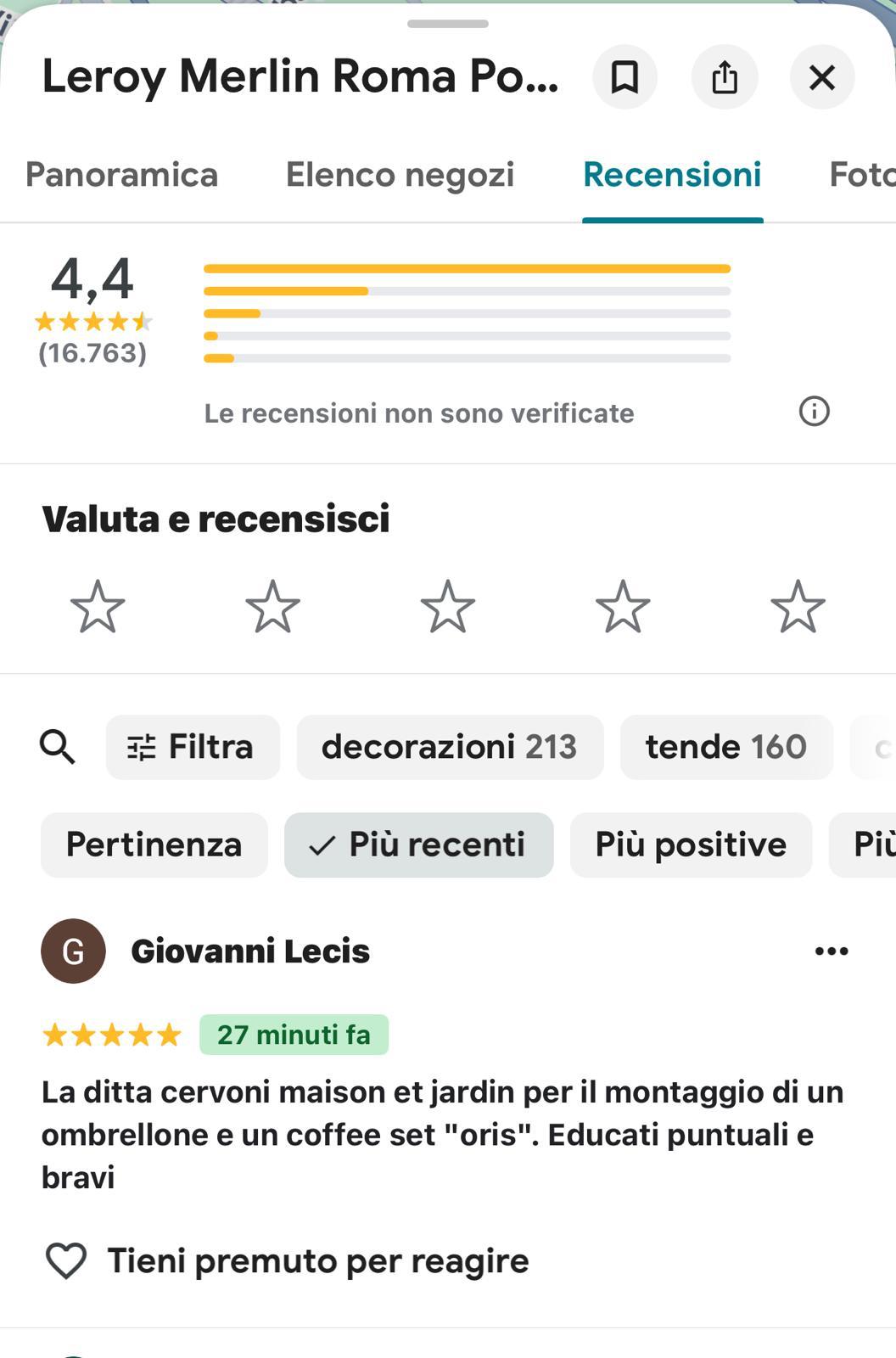 Screenshot reale recensione Google RECENSIONE_IMG_15