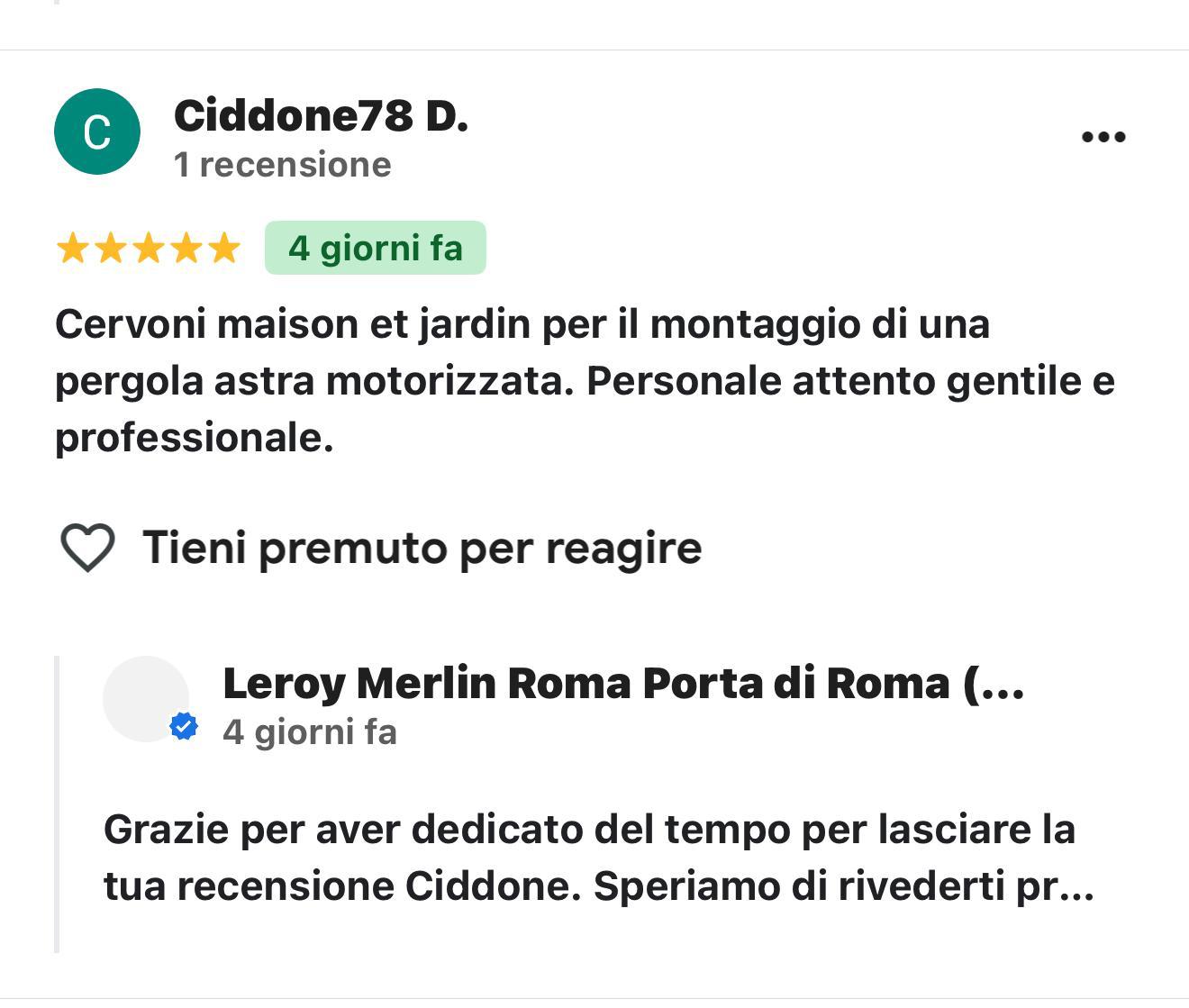Screenshot reale recensione Google RECENSIONE_IMG_1